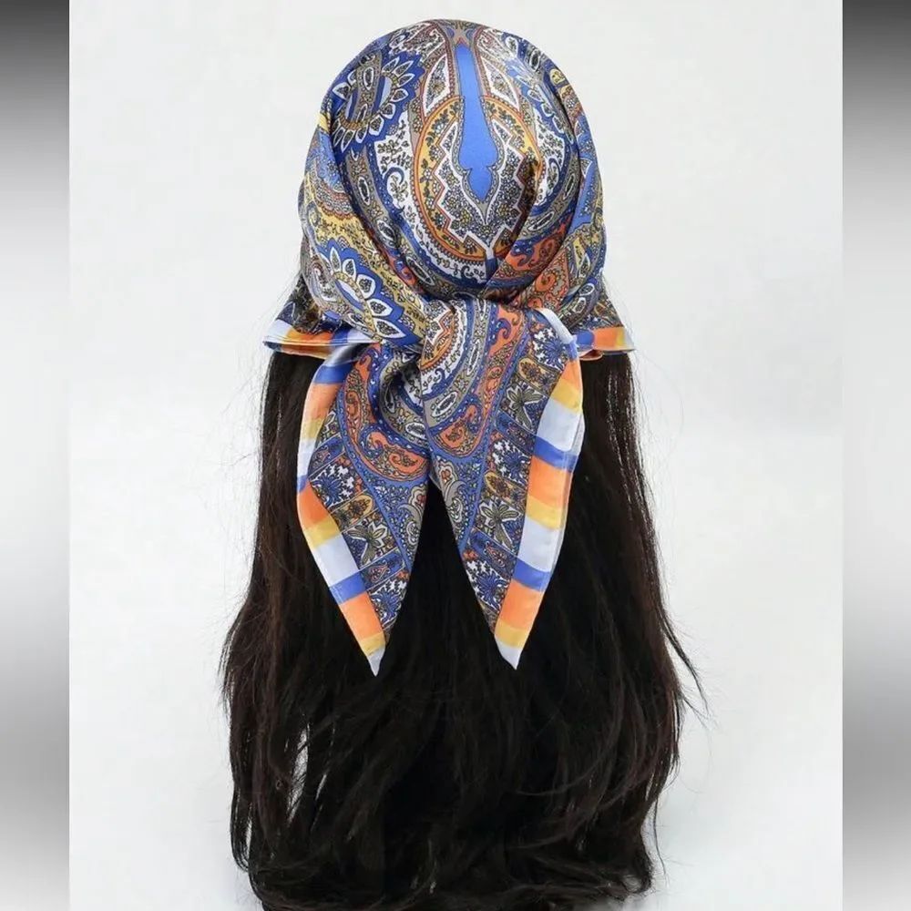 Paisley Blue & Orange scarf N1431